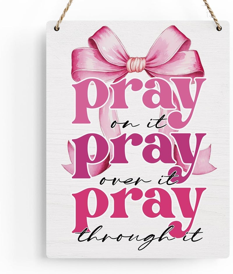 BELLOWDEER Pink Room Decor Christian Wall Decoration Bedroom Decor for Teen Girls Pink Dorm Room Decoration Bible Verses Wall Decor for Women Gift, Wooden Sign Wall Art Easter Decoration for Farmhouse Home Porch Bedroom Office - Image 1